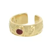 Anillo ajustable resina epoxi - Dorado oro fino - Rojo x1