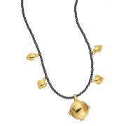 Mini dije gota - étnico - 13x8 mm - Plateado envejecido x1