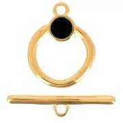 Cierre T para pulsera o collar 19 mm - Dorado oro fino - Negro x1