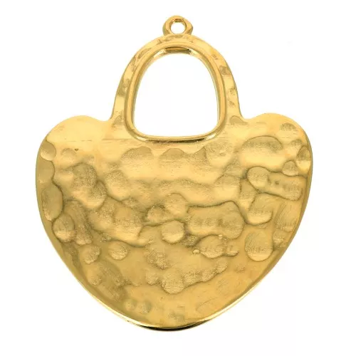 Colgante Corazón étnico martillado 40x33 mm - Dorado oro fino x1