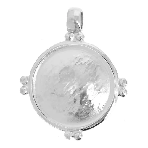 Colgante redondo abombado estilo étnico 25.5x21 mm - Plateado envejecido x1
