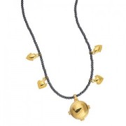 Colgante redondo abombado estilo étnico 25.5x21 mm - Plateado envejecido x1