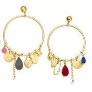 Colgante - candelabro redondo calado 62 mm con 7 agujeros - Plateado envejecido x1