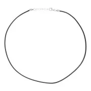 Gargantilla algodón encerado 2 mm y cierre de Acero inoxidable - Negro x48cm