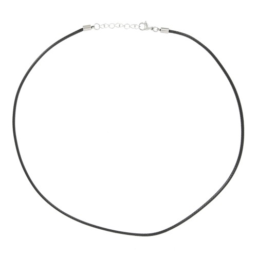 Gargantilla algodón encerado 2 mm y cierre de Acero inoxidable - Negro x48cm