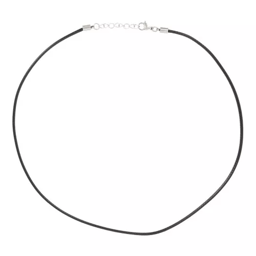 Gargantilla algodón encerado 2 mm y cierre de Acero inoxidable - Negro x48cm