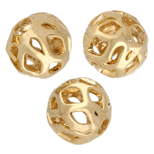 Cuentas redondas de filigrana de 4 mm Doradas x20