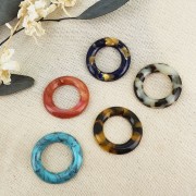 Colgante anilla 30 mm acetato de celulosa - Marmoleado Naranja x1