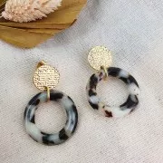 Colgante anilla 30 mm acetato de celulosa - Marmoleado Naranja x1