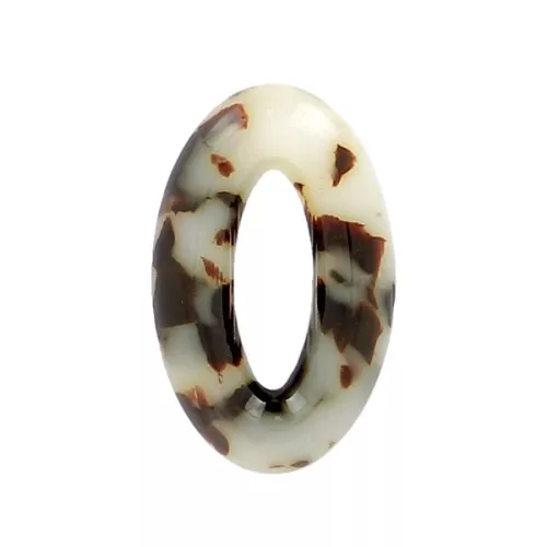 Colgante ovalado 29x18 mm acetato de celulosa - Beige - Negro x1