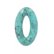 Colgante ovale 29x18 mm en acétate - Marbré Turquoise - Negro x1