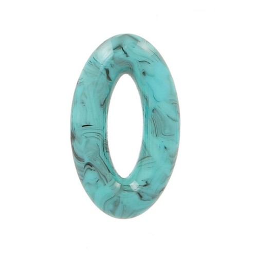 Colgante ovale 29x18 mm en acétate - Marbré Turquoise - Negro x1