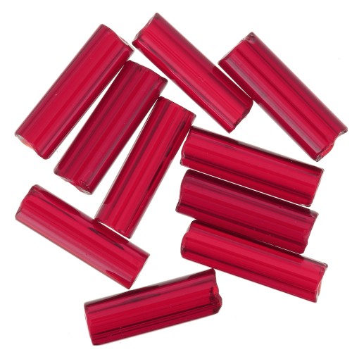 Cuentas de Rocalla Preciosa, tubos de 6,5 x 2 mm, color Siam, 20 g