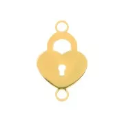 Entrepieza cadenas corazón 2 anillas 19x12 mm - Acero inoxidable Dorado x1