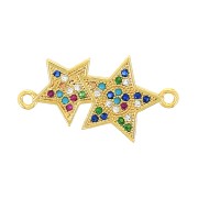Entrepieza doble estrellas de óxido de zirconio 2 anillas 24x13 mm - Multicolor - Dorado x1|raw }}