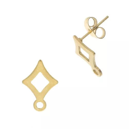 Ganchos pendientes rombo con anilla cerrada 14x10 mm - acero inoxidable Dorado x2