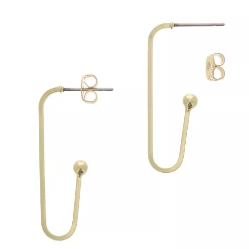 Ganchos pendientes U design con pequeña bola 34x12 mm - Dorado x2