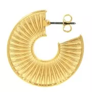 Pendientes aro media luna texturado 30 mm - Dorado oro fino x2