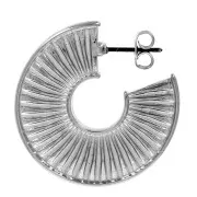 Pendientes aro media luna texturado 30 mm - Plateado envejecido x2