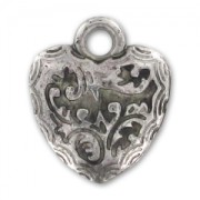 Dije Corazones decoradas CCB 17x15 mm Plateado antiguo x5|raw }}