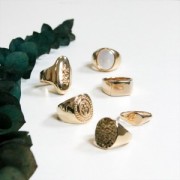 Anillo sello para mujer talla 58 Chapado de Oro 3 micras x1