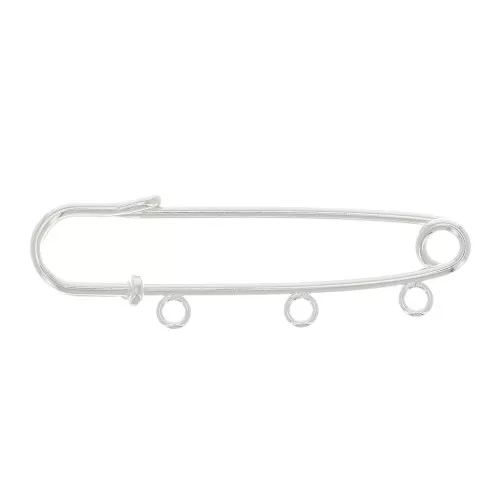 Imperdible broche 3 anillas a personalizar 51 mm - Chapado en plata fina x1