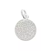Dije redondo estampado leopardo 10 mm con anilla abierta - Plata 925 x1
