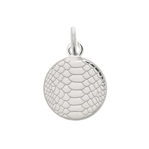 Dije redondo estampado serpiente 10 mm con anilla abierta - Plata 925
