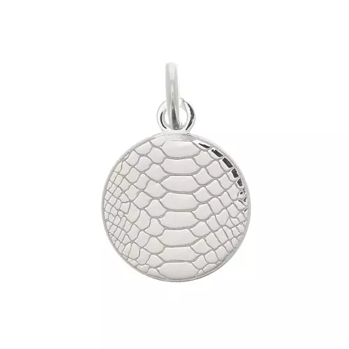 Dije redondo estampado serpiente 10 mm con anilla abierta - Plata 925
