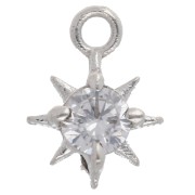 Dije estrella del norte con circonita cúbica de 10,6 x 8 mm - anilla cerrada - Plata 925 x1