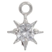 Dije estrella del norte con circonita cúbica de 10,6 x 8 mm - anilla cerrada - Plata 925 x1