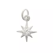 Dije estrella del norte con óxido de zirconio 11x8mm anilla cerrada - Plata 925 x1