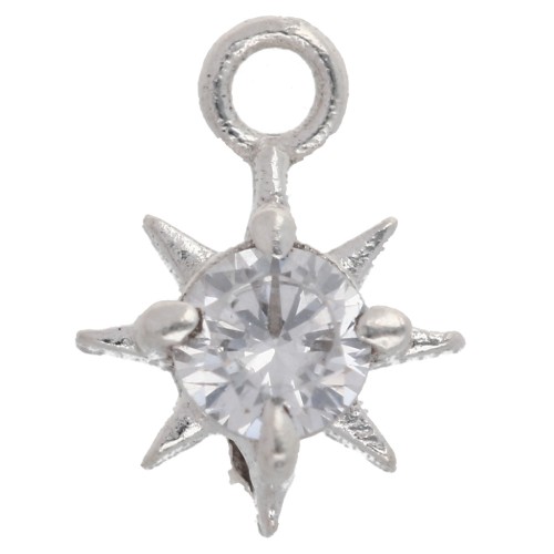 Dije estrella del norte con circonita cúbica de 10,6 x 8 mm - anilla cerrada - Plata 925 x1