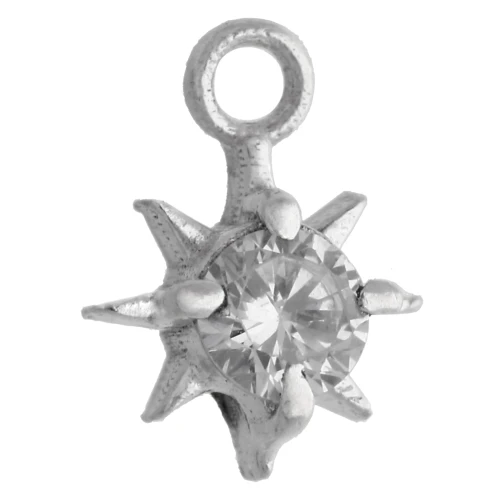 Dije estrella del norte con circonita cúbica de 10,6 x 8 mm - anilla cerrada - Plata 925 x1