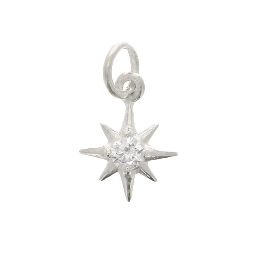 Dije estrella del norte con óxido de zirconio 11x8mm anilla cerrada - Plata 925 x1