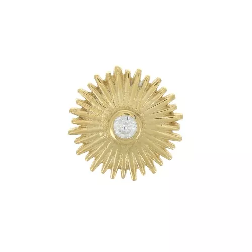 Colgante sol con óxido de zirconio 14 mm - Plata 925 Dorado - Crystal x1