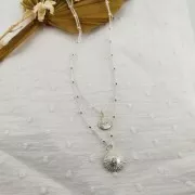 Colgante sol con óxido de zirconio 14 mm - Plata 925 Dorado - Crystal x1