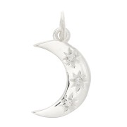 Colgante luna estampado estrella del norte óxido de zirconio 17x10.5mm Plata 925 Crystal x1