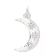 Colgante luna estampado estrella del norte óxido de zirconio 17x10.5mm Plata 925 Crystal x1
