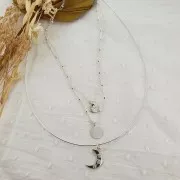 Colgante luna estampado estrella del norte óxido de zirconio 17x10.5mm Plata 925 Crystal x1