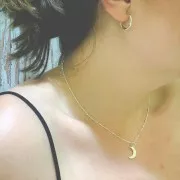 Colgante luna estampado estrella del norte óxido de zirconio 17x10.5mm Plata 925 Crystal x1