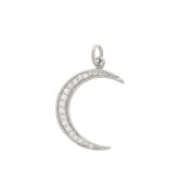 Colgante luna con óxido de zirconio 21x14 mm - anilla cerrada - Plata 925 - Crystal x1