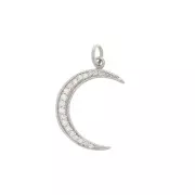 Colgante luna con óxido de zirconio 21x14 mm - anilla cerrada - Plata 925 - Crystal x1