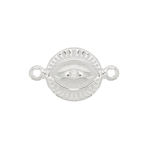 Entrepieza redondo estampado ojo con óxido de zirconio 14x8 mm - Plata 925 - Crystal x1