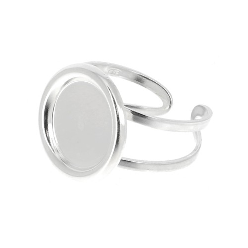 Anillo ajustable para cabuchón 12 mm - Plata 925 x1