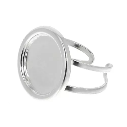 Anillo ajustable para cabuchón 15 mm - Plata 925 x1