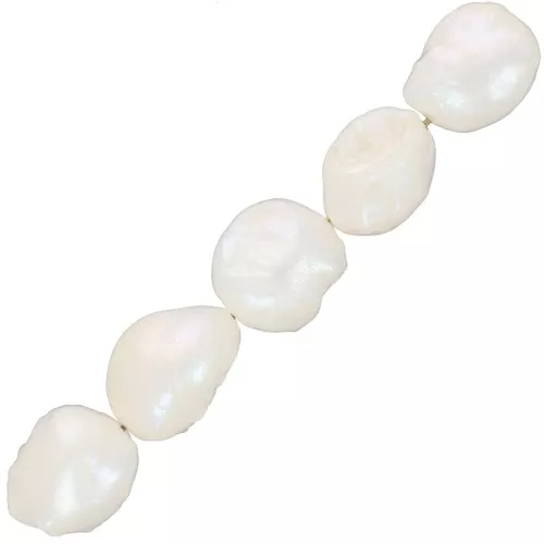 Cuentas de agua dulce Keshi - cuentas irregulares 11 mm - Blanco nacarado x6