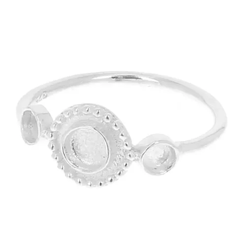 Anillo 3 engastes para cabuchón 3mm y 4mm Talla 54 - Plata 925 x1