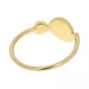 Anillo 3 engastes cabuchón 3mm y 4mm Talla 48 - Plata 925 Dorado con oro fino x1