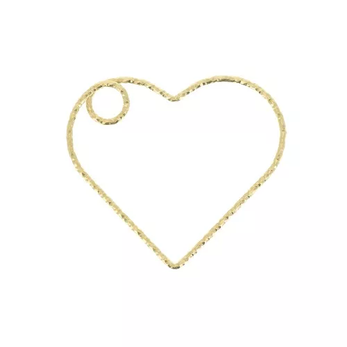 Colgante corazón diamantado 26x29 mm de Plata 925 Dorado oro fino x1